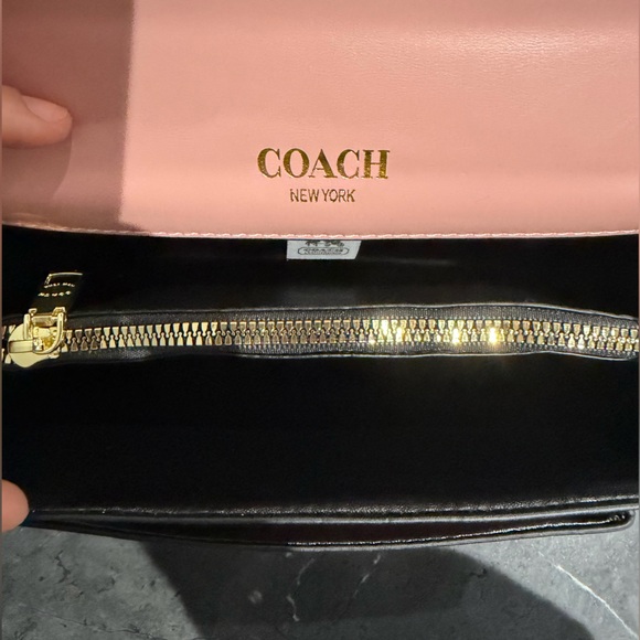 Coach Klare Crossbody Bag Pink Signature Canvas Gold Chain - Picture 6 of 7